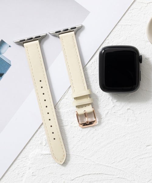 emonique(エモニーク)の「本革レザー Apple Watch バンド スマートウォッチバンド【38/40/41/42/44/45/49mm対応】(デジタル腕時計・レディース・ボルドー/ピンク/オフホワイト/レッド/グレー/ブラウン/ネイビー/ベージュ/ブラック/ホワイト・42/38)」の1枚目の写真