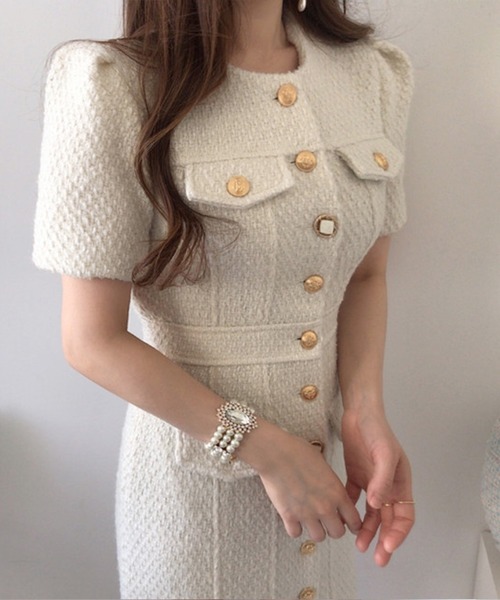 IRADOWL(アイラドール)の「ゴールドボタンポイントタイトミニOP(ワンピース・レディース・ホワイト・LARGE/MEDIUM/SMALL)」の10枚目の写真