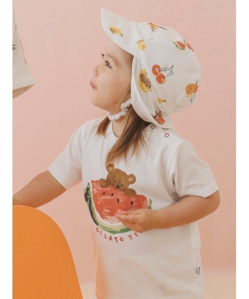 gelato pique（ジェラートピケ）の「【接触冷感】【BABY】フルーツアニマルワンポイントTシャツ（Tシャツ/カットソー・キッズ・オフホワイト/ピンク・80/70）」の2枚目の写真