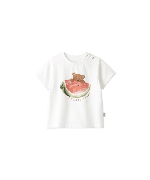 gelato pique（ジェラートピケ）の「【接触冷感】【BABY】フルーツアニマルワンポイントTシャツ（Tシャツ/カットソー・キッズ・オフホワイト/ピンク・80/70）」の3枚目の写真