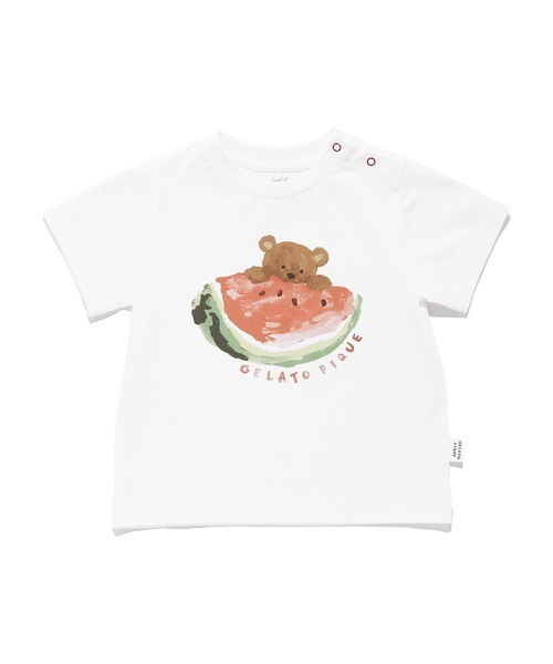 gelato pique（ジェラートピケ）の「【接触冷感】【BABY】フルーツアニマルワンポイントTシャツ（Tシャツ/カットソー・キッズ・オフホワイト/ピンク・80/70）」の6枚目の写真