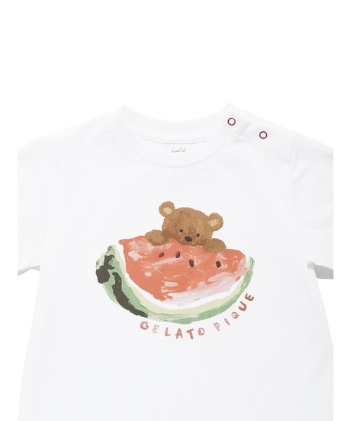 gelato pique（ジェラートピケ）の「【接触冷感】【BABY】フルーツアニマルワンポイントTシャツ（Tシャツ/カットソー・キッズ・オフホワイト/ピンク・80/70）」の8枚目の写真