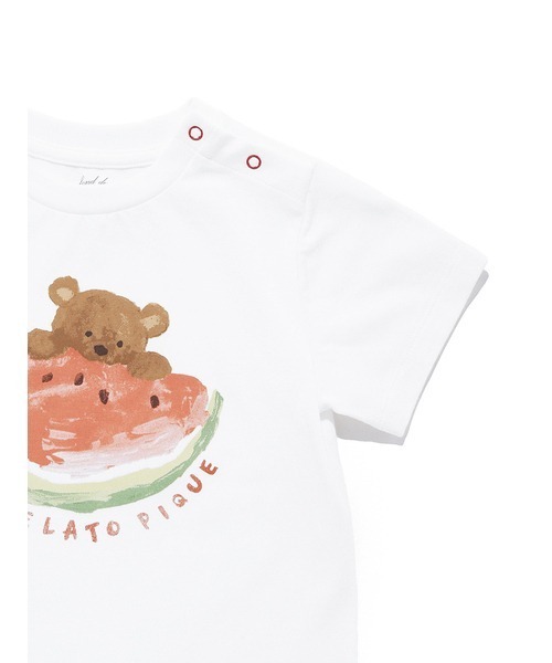gelato pique（ジェラートピケ）の「【接触冷感】【BABY】フルーツアニマルワンポイントTシャツ（Tシャツ/カットソー・キッズ・オフホワイト/ピンク・80/70）」の9枚目の写真