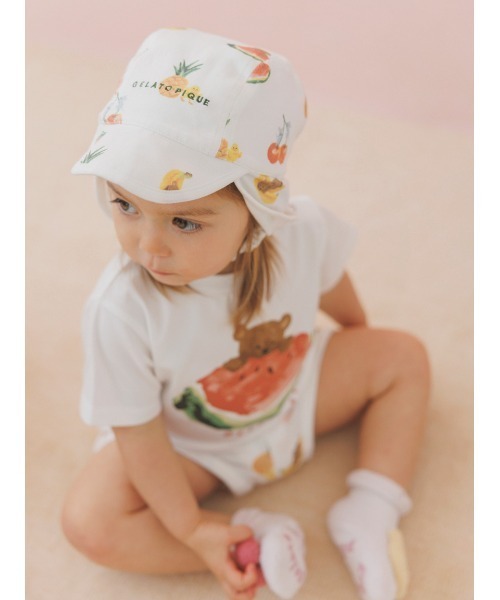 gelato pique（ジェラートピケ）の「【接触冷感】【BABY】フルーツアニマルワンポイントTシャツ（Tシャツ/カットソー・キッズ・オフホワイト/ピンク・80/70）」の4枚目の写真