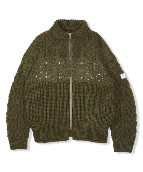 elephant TRIBAL fabrics(エレファントトライバルファブリックス)の「elephant TRIBAL fabrics Chaos Aran Knit (加工なし)(ニット/セーター・メンズ・ベージュ/カーキ/ブラック・FREE)」の3枚目の写真