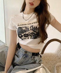 ideaswam レディース クロップドTシャツ ホワイト ピチT チビT