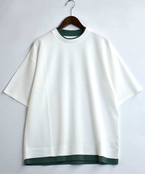 Starting Over（スターティングオーバー）の「fake layered double knit T-shirt/接触冷感 フェイクレイヤード ダンボールニット クルーネック半袖Tシャツ（Tシャツ/カットソー・メンズ・ブラック/サックスブルー/ベージュ/ホワイト・M/L/XL）」の3枚目の写真
