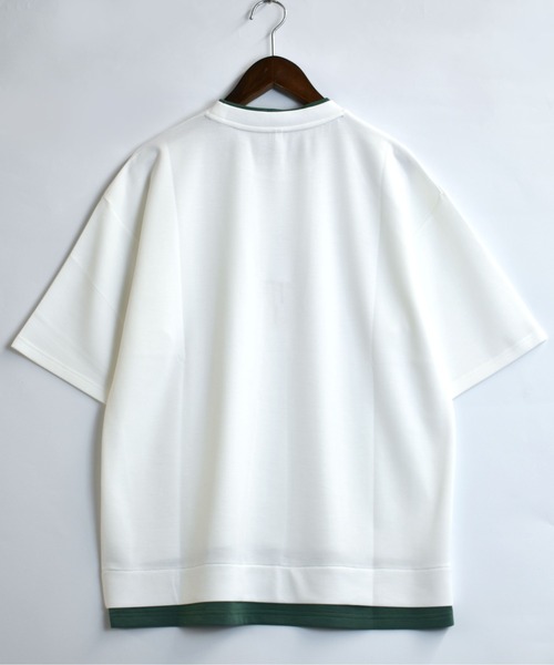 Starting Over（スターティングオーバー）の「fake layered double knit T-shirt/接触冷感 フェイクレイヤード ダンボールニット クルーネック半袖Tシャツ（Tシャツ/カットソー・メンズ・ブラック/サックスブルー/ベージュ/ホワイト・M/L/XL）」の8枚目の写真