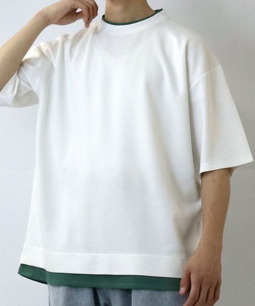 Starting Over（スターティングオーバー）の「fake layered double knit T-shirt/接触冷感 フェイクレイヤード ダンボールニット クルーネック半袖Tシャツ（Tシャツ/カットソー・メンズ・ブラック/サックスブルー/ベージュ/ホワイト・M/L/XL）」の17枚目の写真