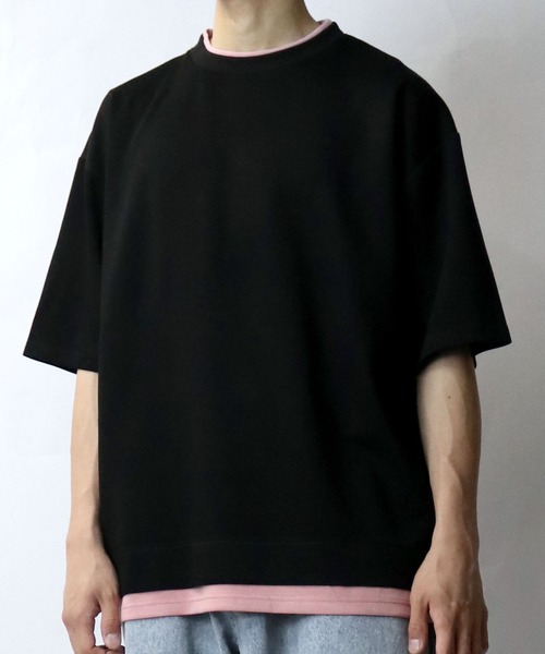 Starting Over（スターティングオーバー）の「fake layered double knit T-shirt/接触冷感 フェイクレイヤード ダンボールニット クルーネック半袖Tシャツ（Tシャツ/カットソー・メンズ・ブラック/サックスブルー/ベージュ/ホワイト・M/L/XL）」の21枚目の写真