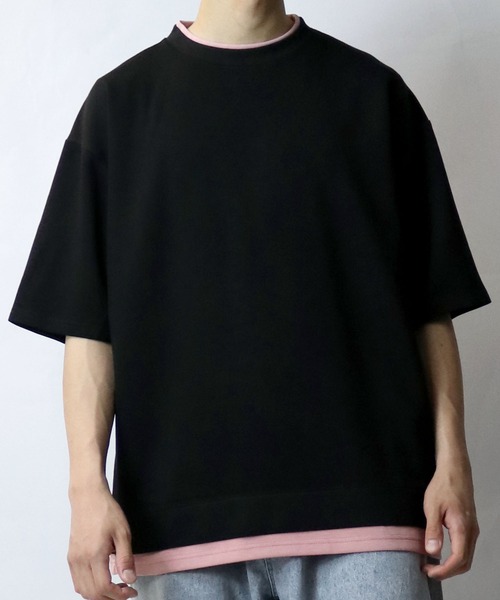 Starting Over（スターティングオーバー）の「fake layered double knit T-shirt/接触冷感 フェイクレイヤード ダンボールニット クルーネック半袖Tシャツ（Tシャツ/カットソー・メンズ・ブラック/サックスブルー/ベージュ/ホワイト・M/L/XL）」の22枚目の写真