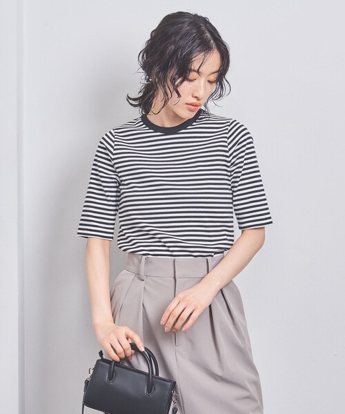 UNITED ARROWS（ユナイテッドアローズ）の「コットン フライス 5S Tシャツ（Tシャツ/カットソー・レディース・ホワイト/ブラック/ダークブラウン/その他1・FREE）」の4枚目の写真