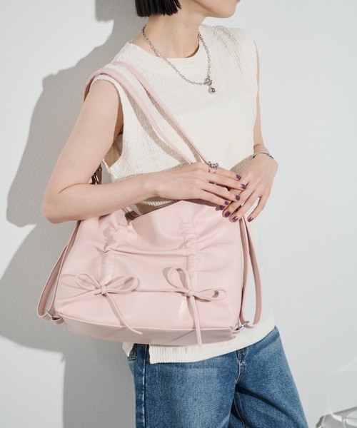 Shelly island（シェリーアイランド）の「ギャザーリボン2WAYバッグ