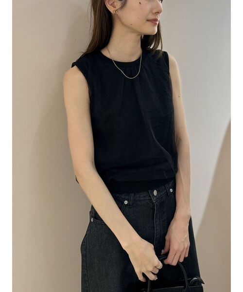 CALNAMUR（カルナムール）の「シアーカバーノースリーブトップス（Tシャツ/カットソー・レディース・ホワイト/ピンク/ブラック・FREE）」の5枚目の写真