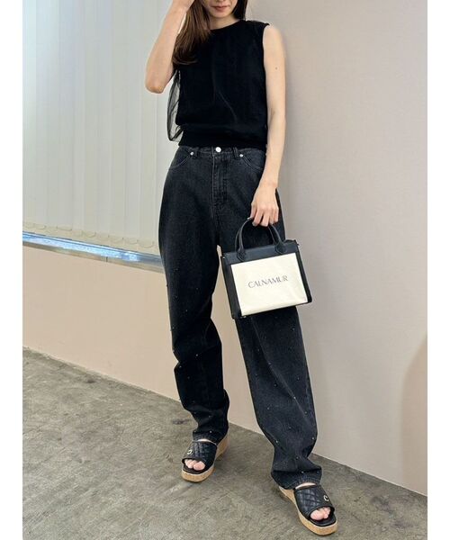 CALNAMUR（カルナムール）の「シアーカバーノースリーブトップス（Tシャツ/カットソー・レディース・ホワイト/ピンク/ブラック・FREE）」の7枚目の写真