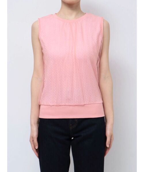 CALNAMUR（カルナムール）の「シアーカバーノースリーブトップス（Tシャツ/カットソー・レディース・ホワイト/ピンク/ブラック・FREE）」の9枚目の写真