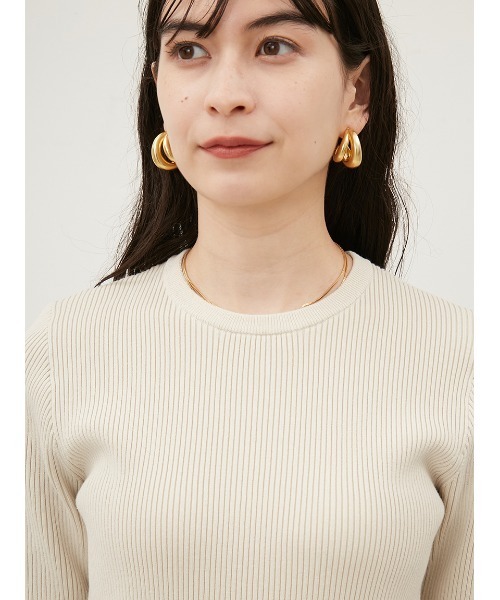 Mila Owen(ミラオーウェン)の「ハーフスリーブオーガニックリブニットプルオーバー【手洗い可能】(ニット/セーター・レディース・アイボリー/ミント/ブルー/チャコールグレー・1/0)」の6枚目の写真