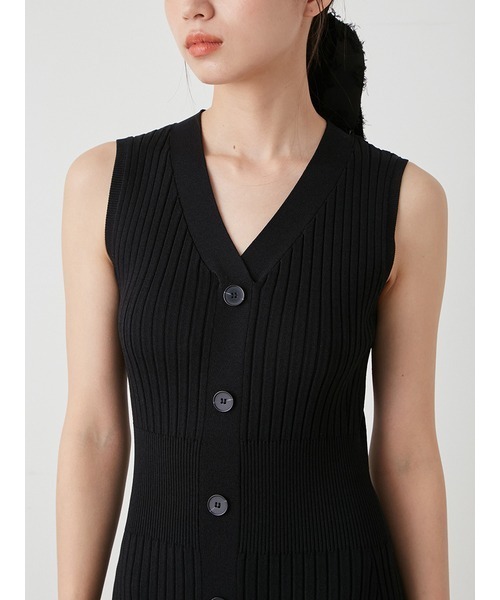 美品 SNIDEL スナイデル ノースリフロントボタンニットワンピース ノースリーブフロントボタンニットワンピース(マキシ・ロング