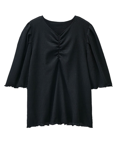 RANAN(ラナン)の「フロントギャザーブラウス(Tシャツ/カットソー・レディース・ブラック/ライトブルー・LL/L/M)」の4枚目の写真