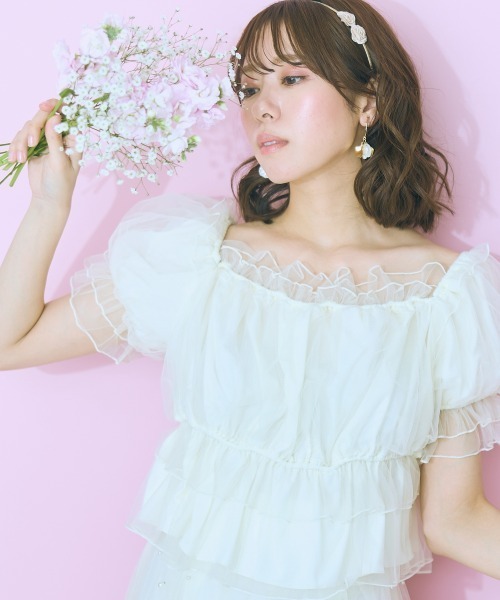 大きいサイズ＞ チュールギャザートップス marun（Tシャツ