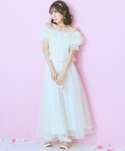 marun(マルン)の「<大きいサイズ> チュールギャザートップス marun(Tシャツ/カットソー・レディース・アイボリー/ブラック・L/LL/3L/4L/5L)」の8枚目の写真