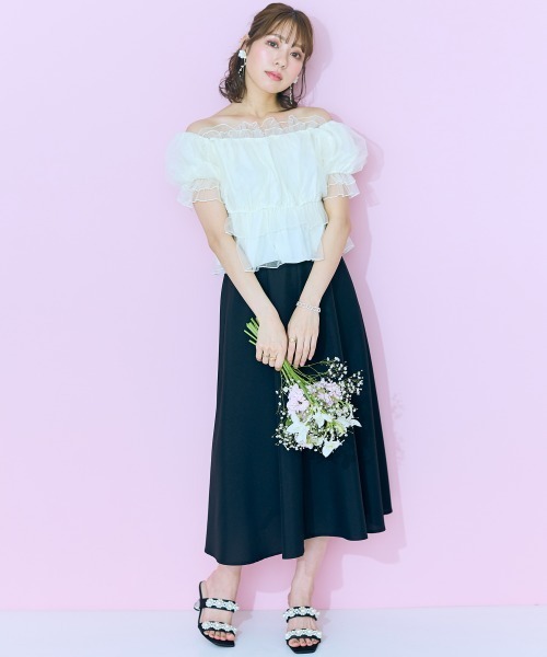 marun(マルン)の「<大きいサイズ> チュールギャザートップス marun(Tシャツ/カットソー・レディース・アイボリー/ブラック・L/LL/3L/4L/5L)」の13枚目の写真