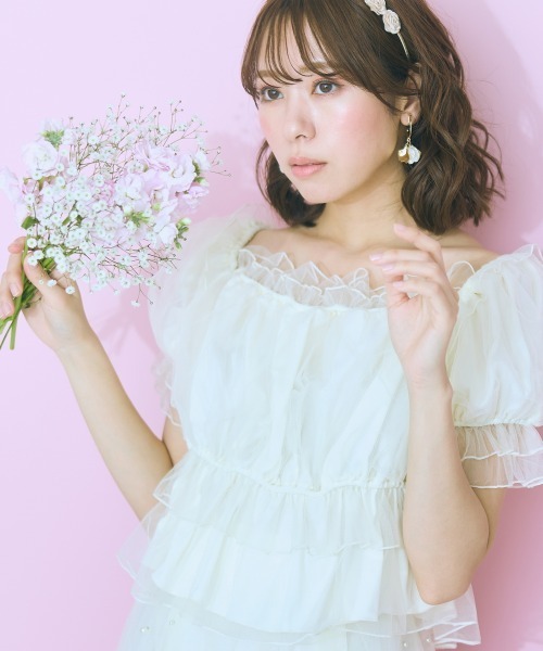 marun(マルン)の「<大きいサイズ> チュールギャザートップス marun(Tシャツ/カットソー・レディース・アイボリー/ブラック・L/LL/3L/4L/5L)」の16枚目の写真