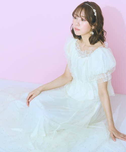 marun(マルン)の「<大きいサイズ> チュールギャザートップス marun(Tシャツ/カットソー・レディース・アイボリー/ブラック・L/LL/3L/4L/5L)」の19枚目の写真