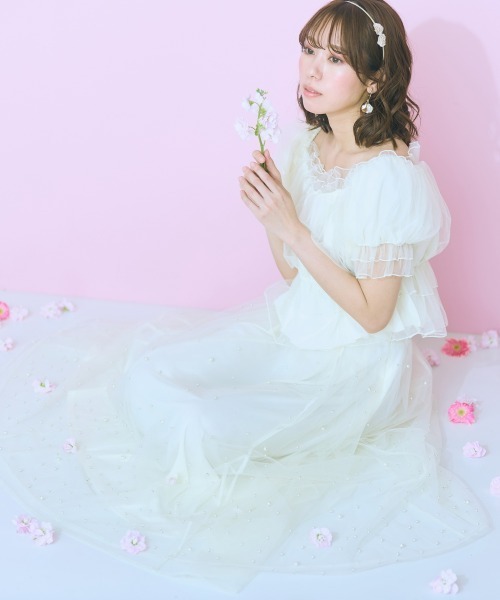 marun(マルン)の「<大きいサイズ> チュールギャザートップス marun(Tシャツ/カットソー・レディース・アイボリー/ブラック・L/LL/3L/4L/5L)」の15枚目の写真