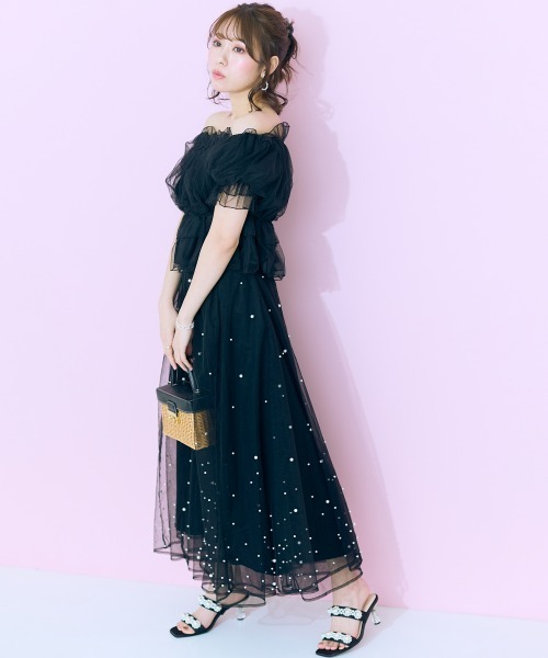marun(マルン)の「<大きいサイズ> チュールギャザートップス marun(Tシャツ/カットソー・レディース・アイボリー/ブラック・L/LL/3L/4L/5L)」の7枚目の写真
