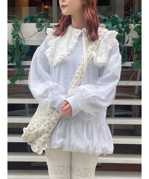 merry jenny(メリージェニー)の「チュールレイヤードバルーンスウェット(スウェット・レディース・ブラック/グレー/オフホワイト・FREE)」の3枚目の写真