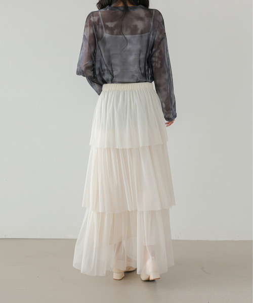 ECLIN（エクラン）の「ティアードチュールフリルスカート（スカート・レディース・アイボリー/ブラック/グレー・S/M/L）」の16枚目の写真