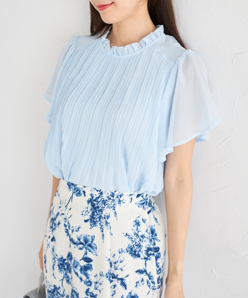 tocco closet(トッコ クローゼット)の「【ZOZO限定】フリルプチハイネックプリーツブラウス(シャツ/ブラウス・レディース・ピンクベージュ/サックスブルー/オフホワイト/ネイビー・M)」の3枚目の写真