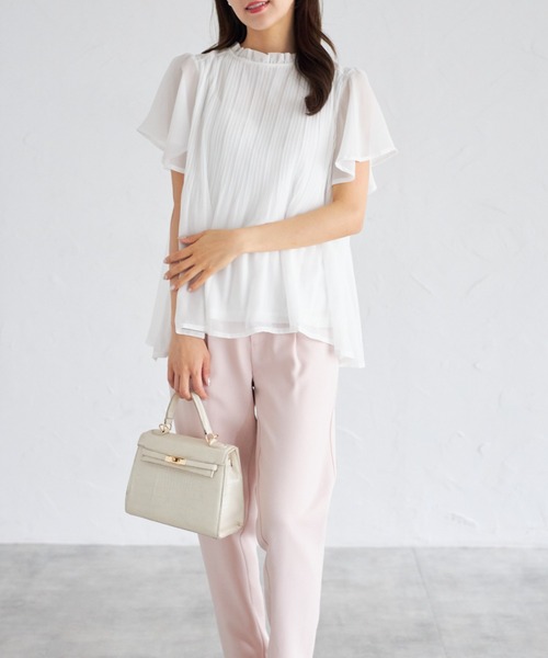tocco closet(トッコ クローゼット)の「【ZOZO限定】フリルプチハイネックプリーツブラウス(シャツ/ブラウス・レディース・ピンクベージュ/サックスブルー/オフホワイト/ネイビー・M)」の13枚目の写真