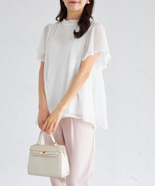 tocco closet(トッコ クローゼット)の「【ZOZO限定】フリルプチハイネックプリーツブラウス(シャツ/ブラウス・レディース・ピンクベージュ/サックスブルー/オフホワイト/ネイビー・M)」の11枚目の写真