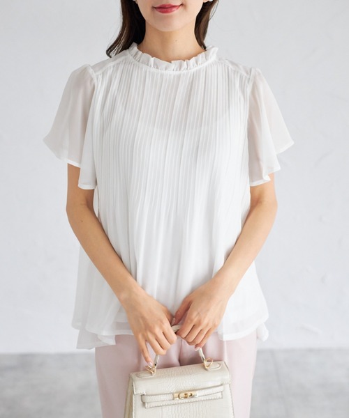 tocco closet(トッコ クローゼット)の「【ZOZO限定】フリルプチハイネックプリーツブラウス(シャツ/ブラウス・レディース・ピンクベージュ/サックスブルー/オフホワイト/ネイビー・M)」の10枚目の写真
