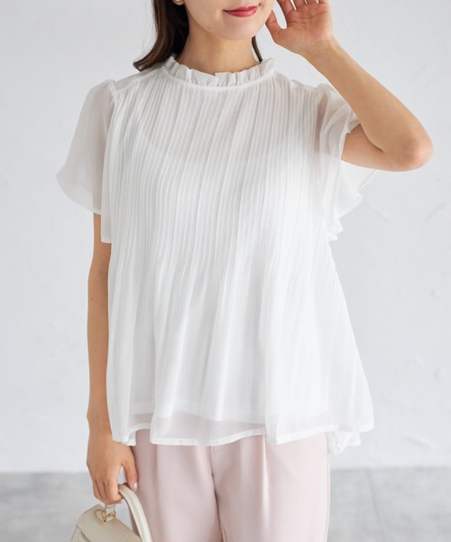 tocco closet(トッコ クローゼット)の「【ZOZO限定】フリルプチハイネックプリーツブラウス(シャツ/ブラウス・レディース・ピンクベージュ/サックスブルー/オフホワイト/ネイビー・M)」の9枚目の写真
