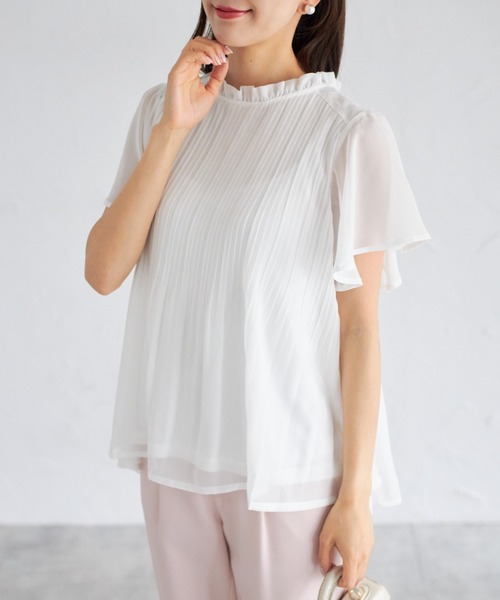 tocco closet(トッコ クローゼット)の「【ZOZO限定】フリルプチハイネックプリーツブラウス(シャツ/ブラウス・レディース・ピンクベージュ/サックスブルー/オフホワイト/ネイビー・M)」の7枚目の写真
