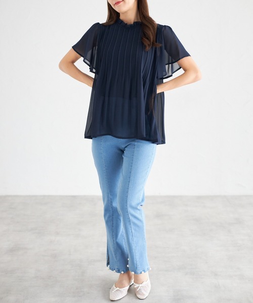 tocco closet(トッコ クローゼット)の「【ZOZO限定】フリルプチハイネックプリーツブラウス(シャツ/ブラウス・レディース・ピンクベージュ/サックスブルー/オフホワイト/ネイビー・M)」の15枚目の写真