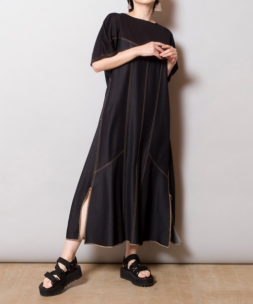 OSMOSIS（オズモーシス）の「テンセルデニム切替ワンピース（ワンピース・レディース・ブラック/ブルー・ONE SIZE）」の21枚目の写真