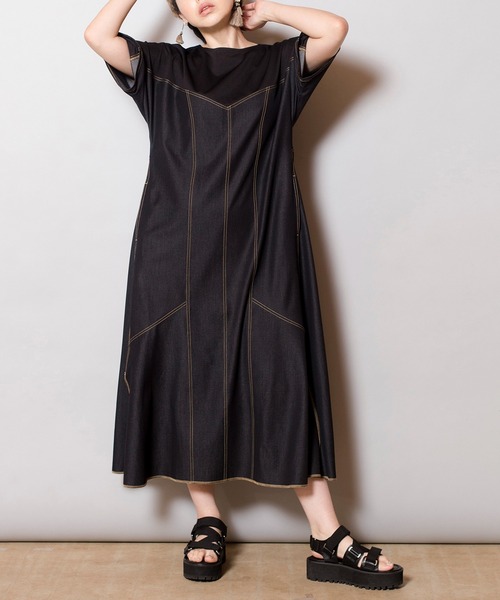 OSMOSIS（オズモーシス）の「テンセルデニム切替ワンピース（ワンピース・レディース・ブラック/ブルー・ONE SIZE）」の20枚目の写真