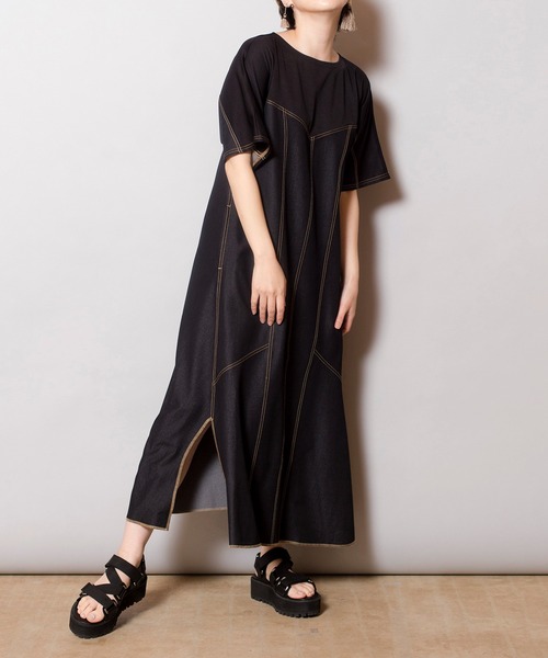 OSMOSIS（オズモーシス）の「テンセルデニム切替ワンピース（ワンピース・レディース・ブラック/ブルー・ONE SIZE）」の19枚目の写真