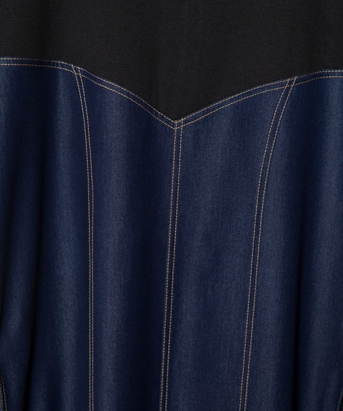 OSMOSIS（オズモーシス）の「テンセルデニム切替ワンピース（ワンピース・レディース・ブラック/ブルー・ONE SIZE）」の12枚目の写真