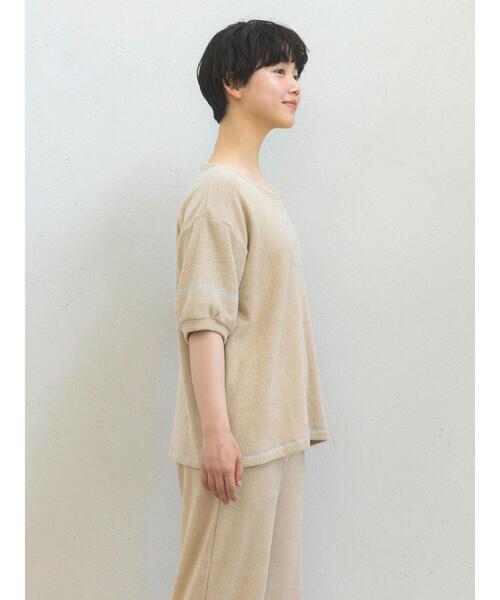 Et grenier by Samansa Mos2（エグルニエバイサマンサモスモス）の「【抗菌防臭】ロゴチェーンステッチパイル地ルームトップス（ルームウェア/パジャマ・レディース・ネイビー/イエロー/ベージュ・F）」の17枚目の写真