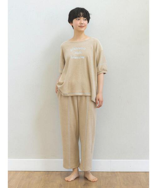 Et grenier by Samansa Mos2（エグルニエバイサマンサモスモス）の「【抗菌防臭】ロゴチェーンステッチパイル地ルームトップス（ルームウェア/パジャマ・レディース・ネイビー/イエロー/ベージュ・F）」の19枚目の写真