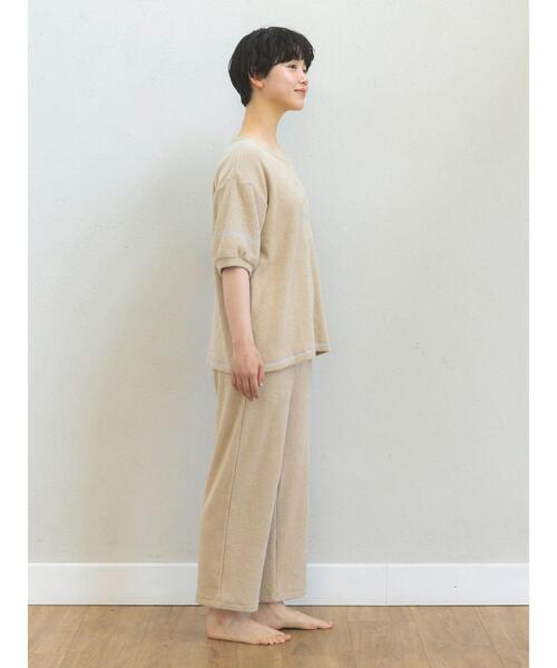 Et grenier by Samansa Mos2（エグルニエバイサマンサモスモス）の「【抗菌防臭】ロゴチェーンステッチパイル地ルームトップス（ルームウェア/パジャマ・レディース・ネイビー/イエロー/ベージュ・F）」の20枚目の写真