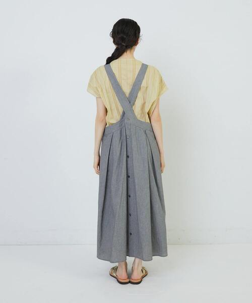 コンジェ ペイエ コットンリネンワッシャーエプロンワンピース conges payes ADIEU TRISTESSE（コンジェ ペイエ アデュートリステス