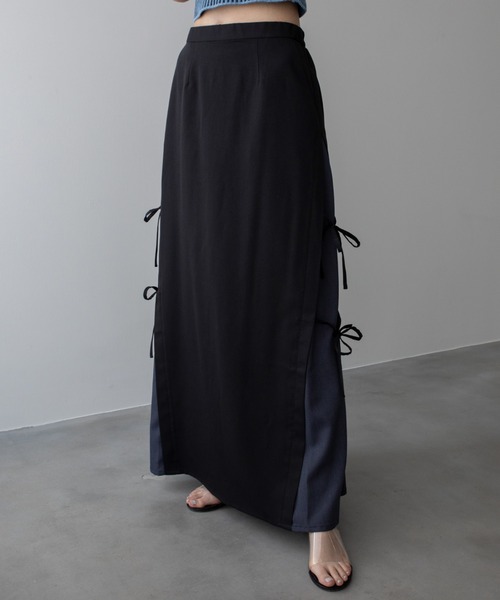 VACANCY(ヴァカンシー)の「サイドリボン配色ロングスカート(スカート・レディース・ブラック/グレー・LARGE/MEDIUM)」の21枚目の写真