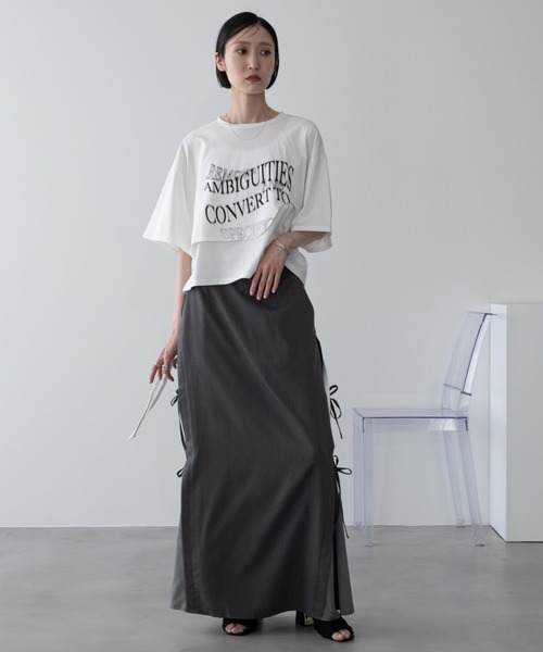 VACANCY(ヴァカンシー)の「サイドリボン配色ロングスカート(スカート・レディース・ブラック/グレー・LARGE/MEDIUM)」の17枚目の写真
