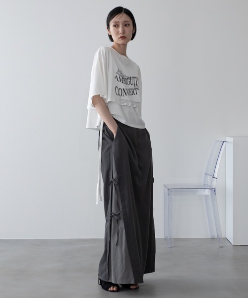 VACANCY(ヴァカンシー)の「サイドリボン配色ロングスカート(スカート・レディース・ブラック/グレー・LARGE/MEDIUM)」の18枚目の写真